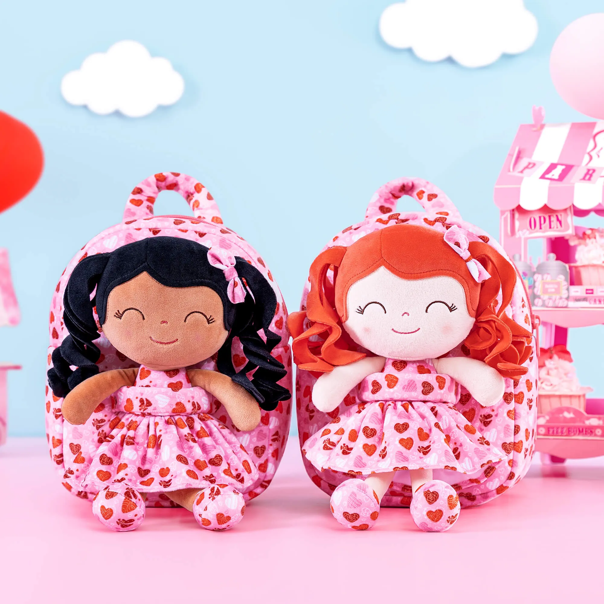 Gloveleya 9-inch Personalized Spring Girl Love Heart Dolls Backpacks Series