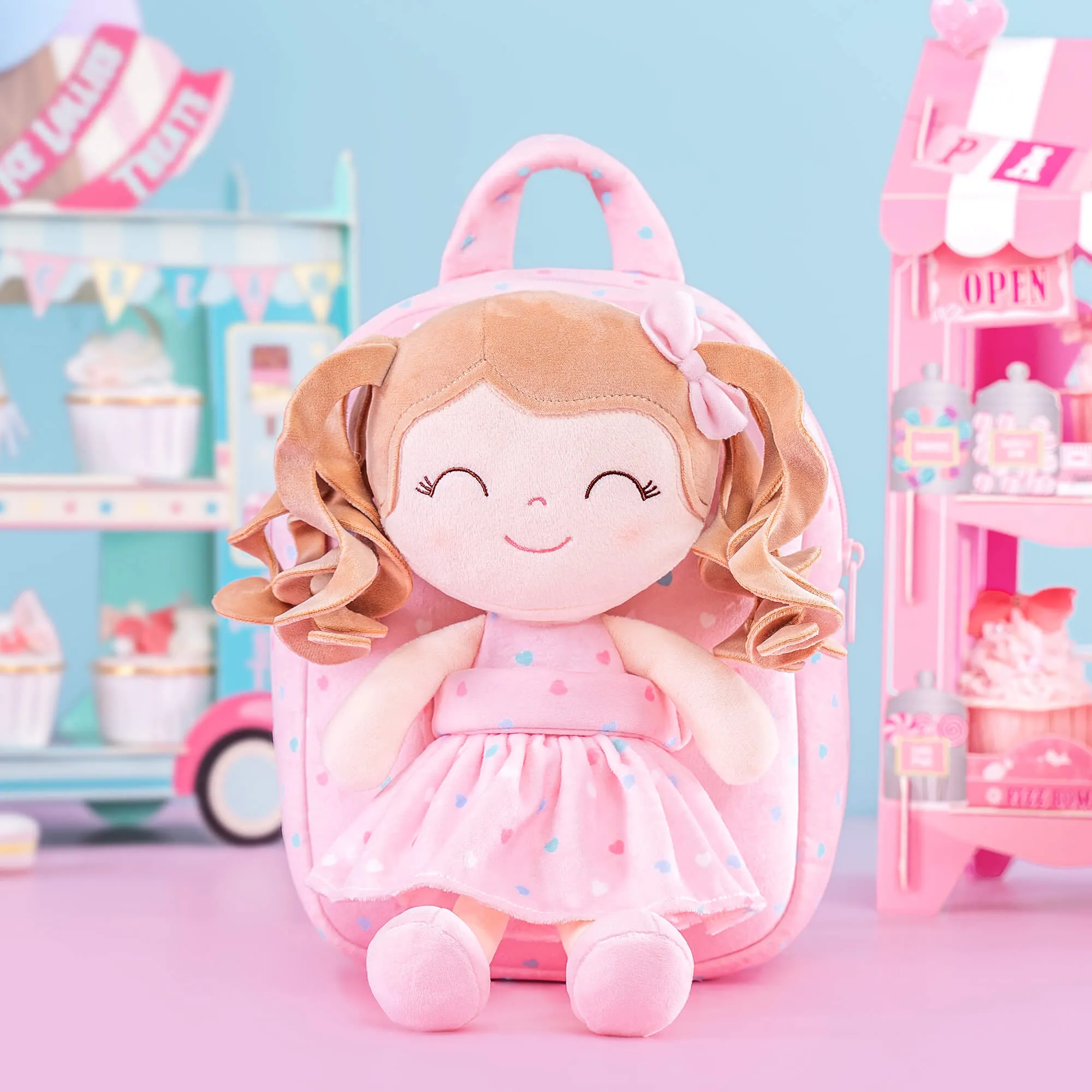Gloveleya 9-inch Personalized Spring Girl Love Heart Dolls Backpacks Series