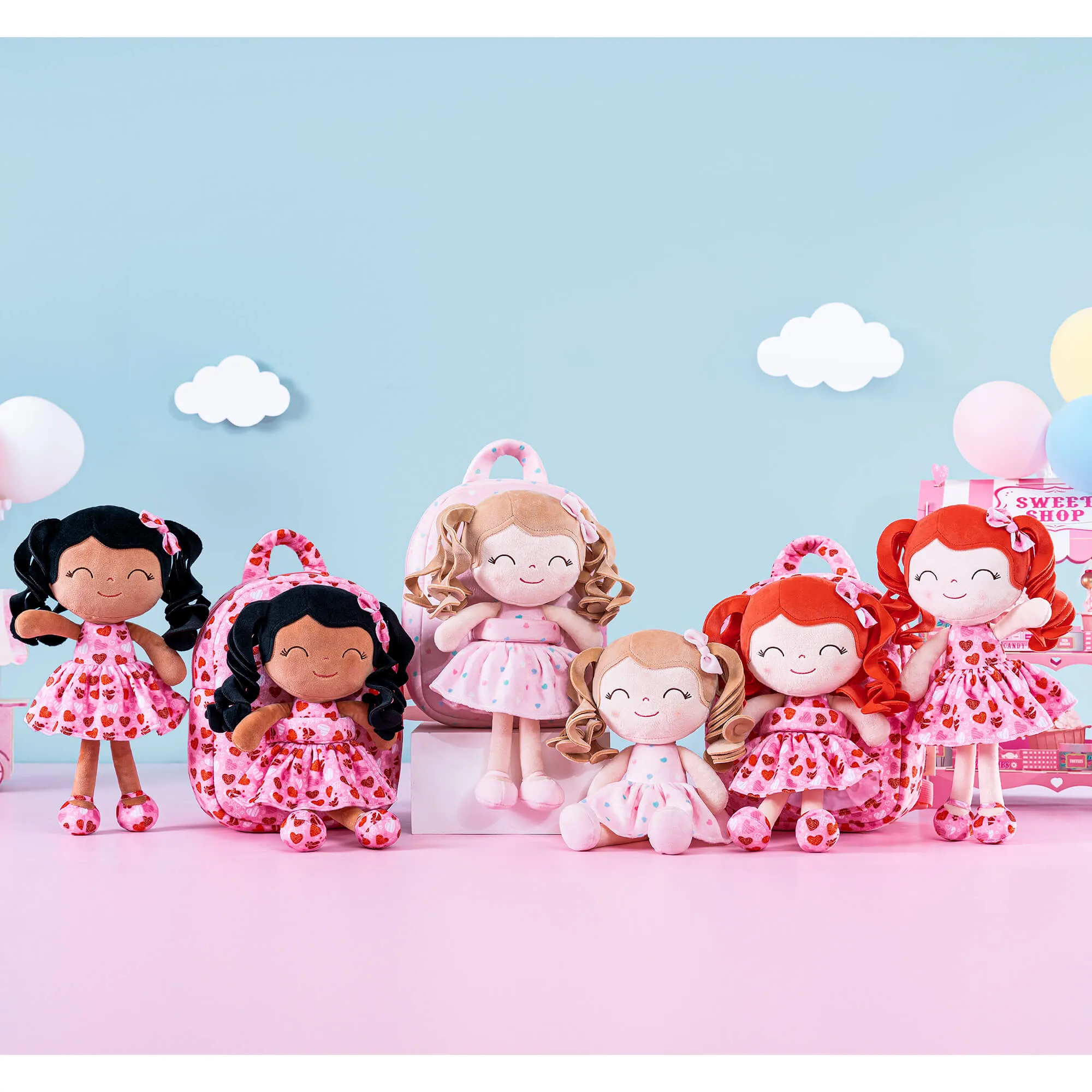 Gloveleya 9-inch Personalized Spring Girl Love Heart Dolls Backpacks Series