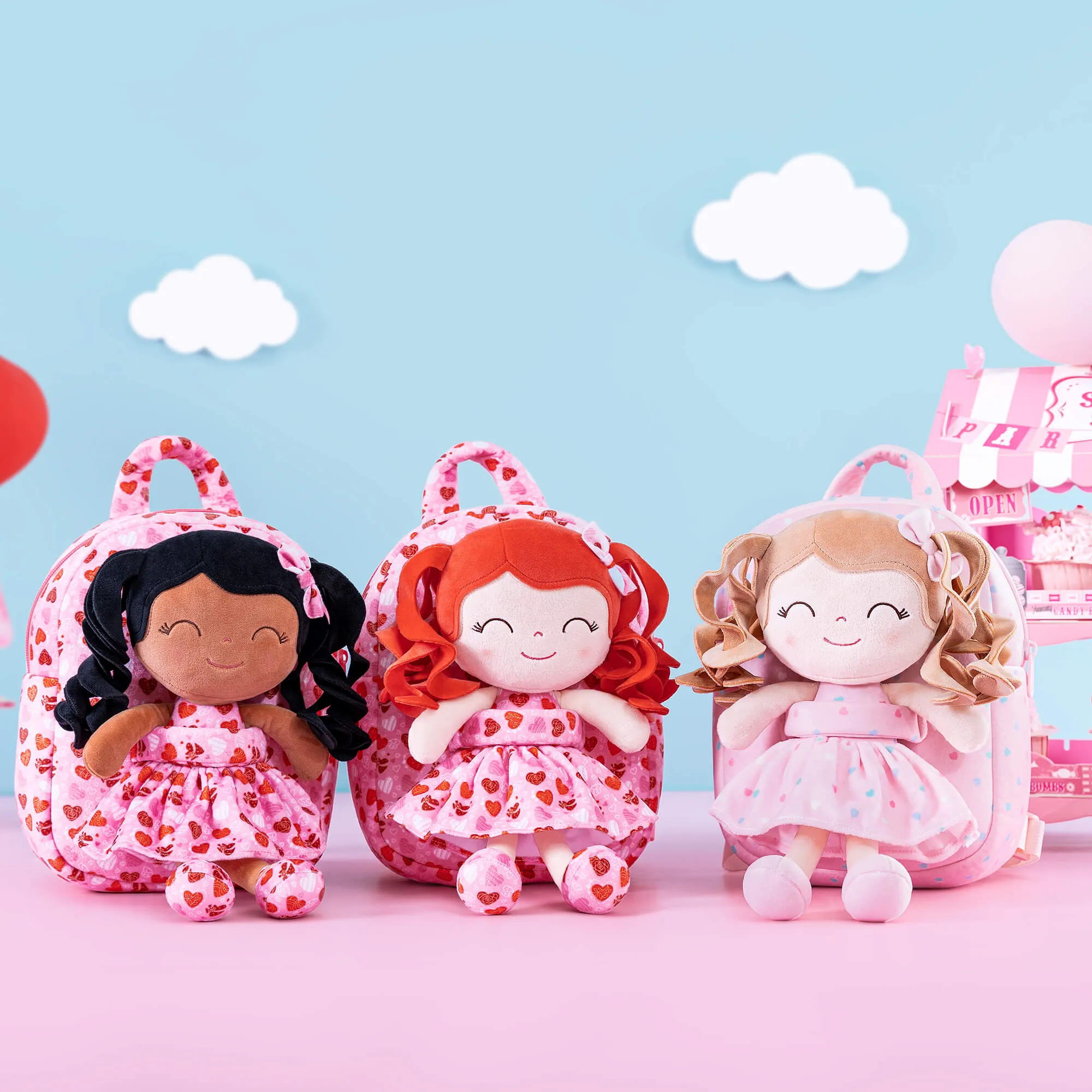 Gloveleya 9-inch Personalized Spring Girl Love Heart Dolls Backpacks Series
