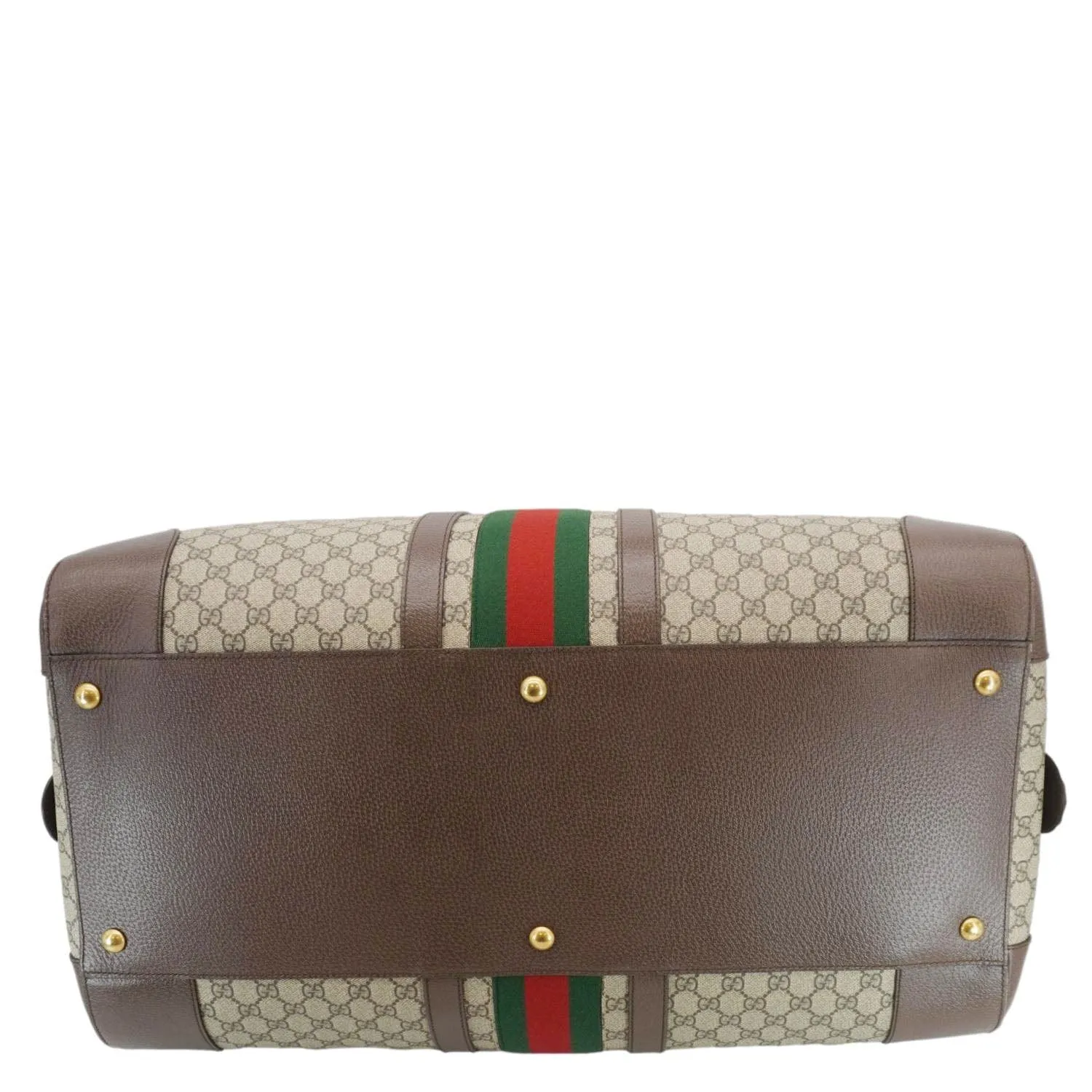 GUCCI Savoy Web Maxi GG Supreme Canvas Duffle Bag Beige 724567