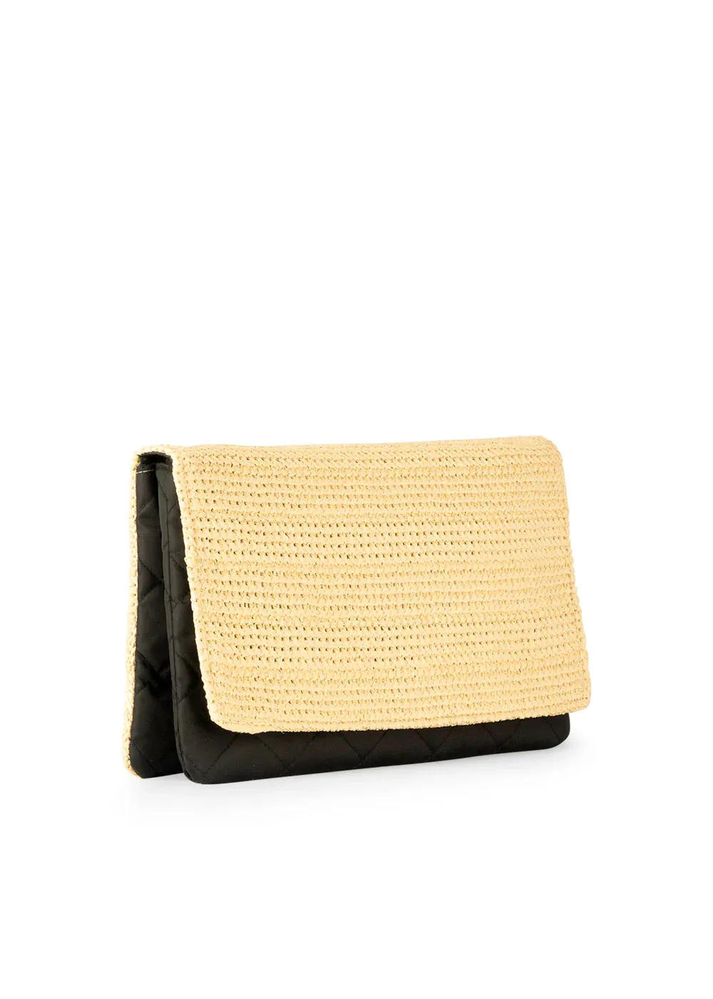 Haute Shore Lexi Crossbody Raffia/Black Quilted Nylon
