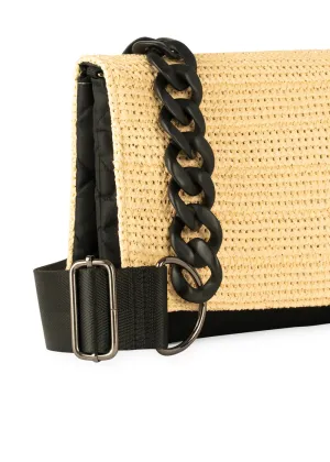 Haute Shore Lexi Crossbody Raffia/Black Quilted Nylon
