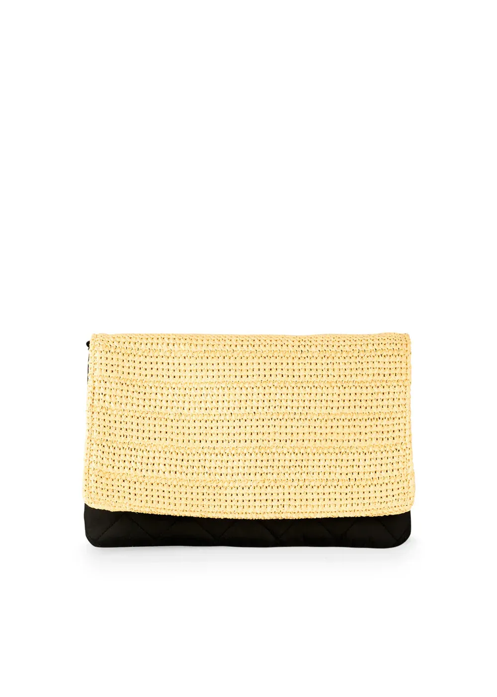 Haute Shore Lexi Crossbody Raffia/Black Quilted Nylon