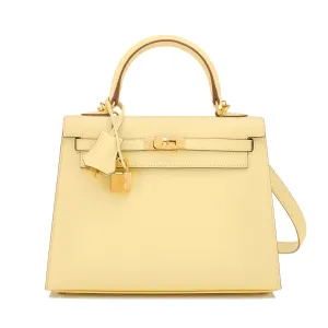 Hermes Kelly 25cm Jaune Poussin Sellier Epsom Kelly Gold Hardware