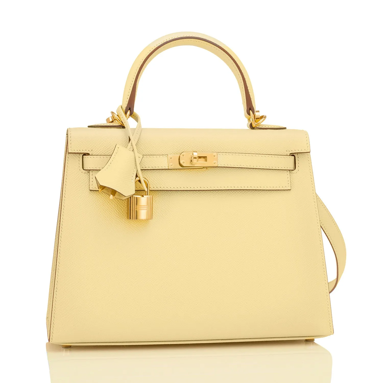 Hermes Kelly 25cm Jaune Poussin Sellier Epsom Kelly Gold Hardware