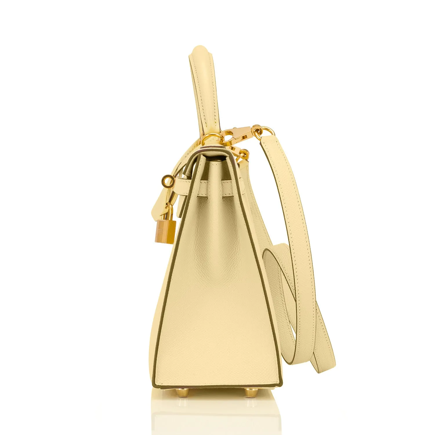 Hermes Kelly 25cm Jaune Poussin Sellier Epsom Kelly Gold Hardware