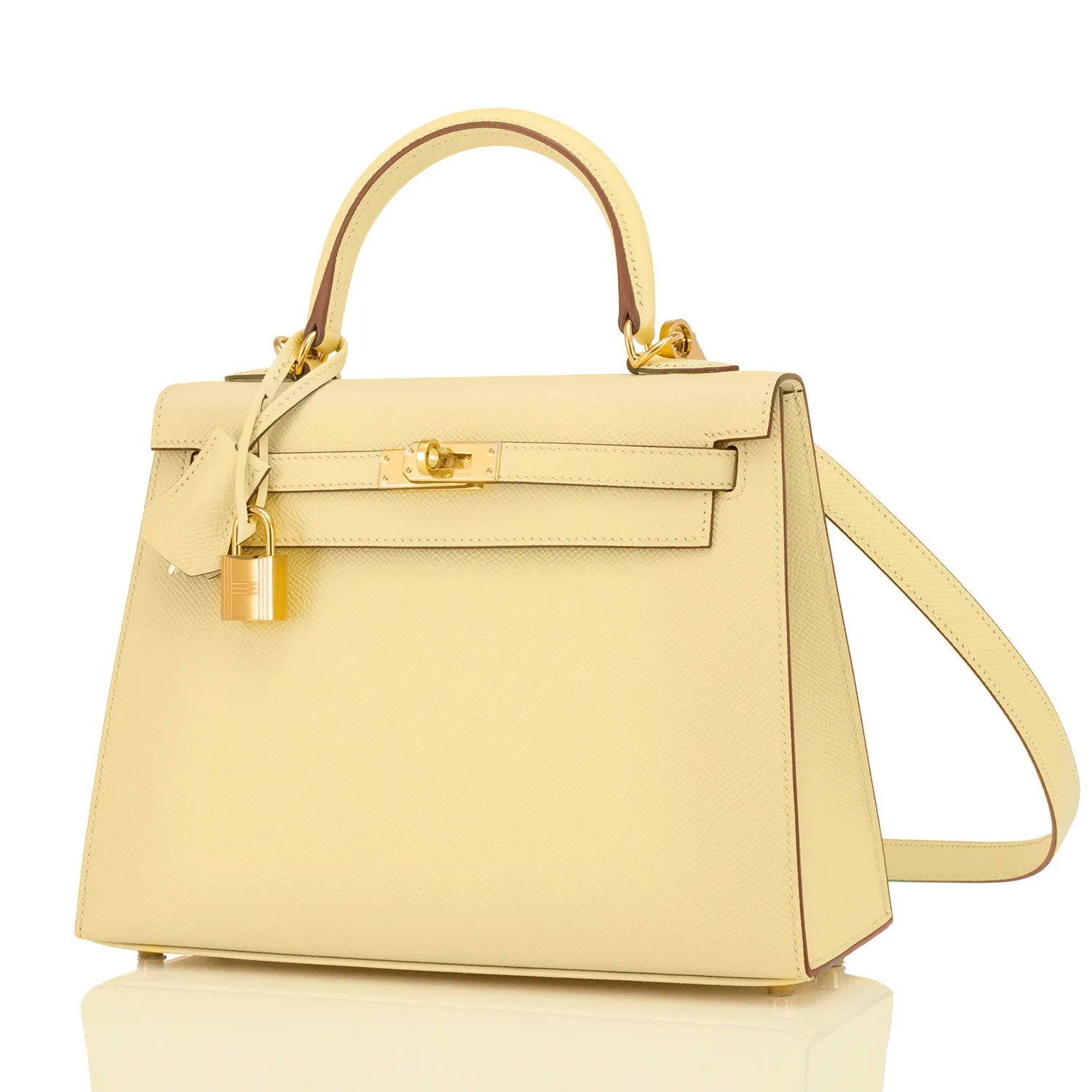 Hermes Kelly 25cm Jaune Poussin Sellier Epsom Kelly Gold Hardware