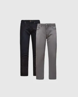 Indigo & Medium Gray Wash Straight Comfort Stretch Jeans 2-Pack