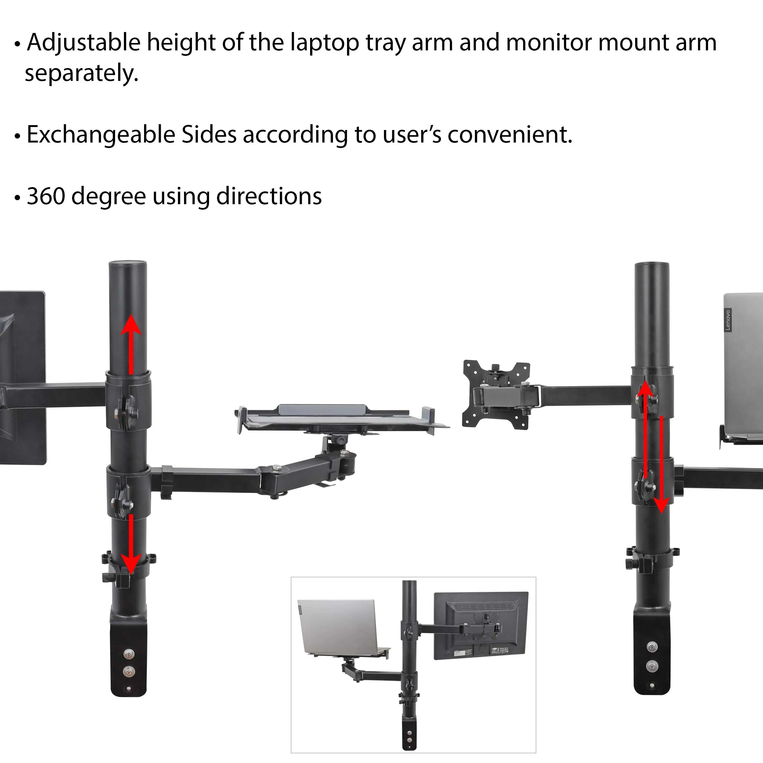 Isomars Laptop and Monitor Table Stand - Adjustable Height & Angles and Sides (Laptop & Monitor Mount)