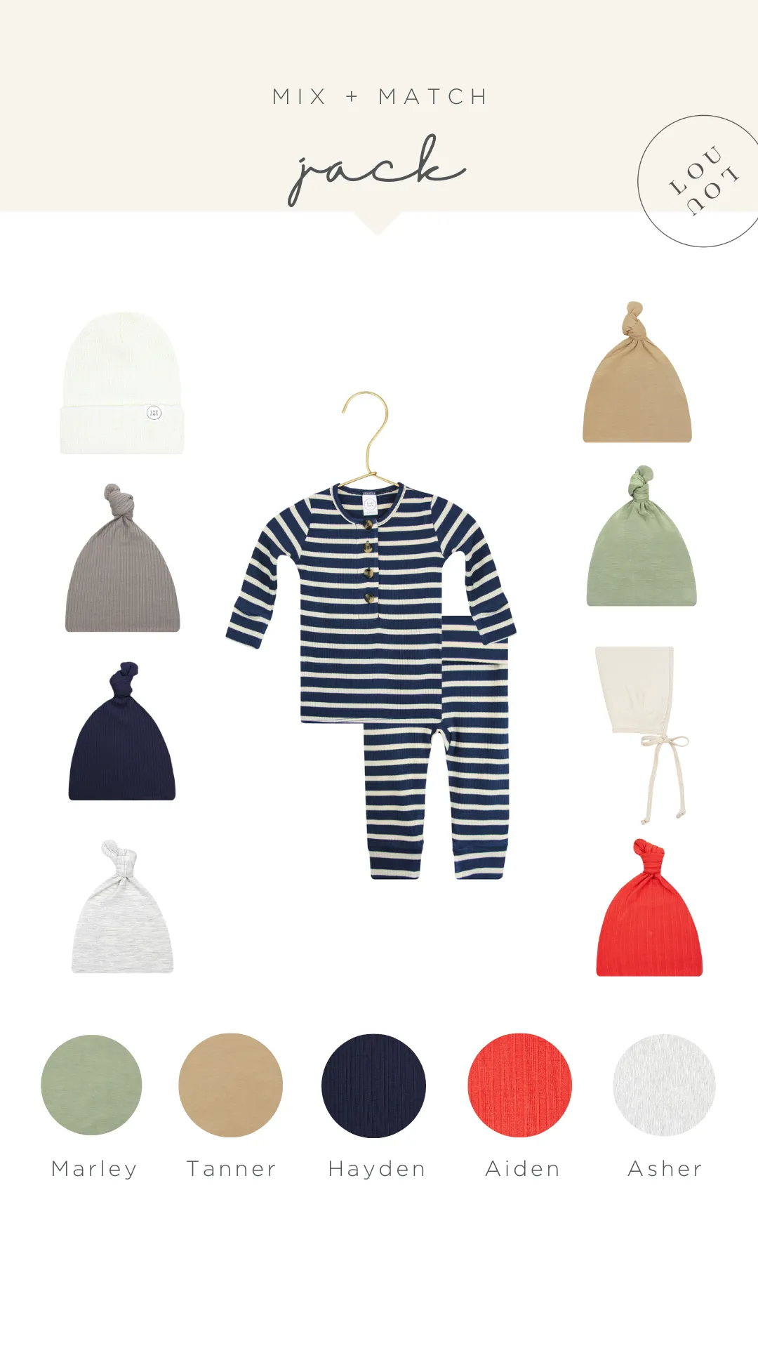 Jack Ribbed Newborn Hat Bundle (Top   Bottom)