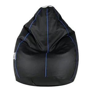 Komfy Couch XXXL Classy Piping Bean Bag Filled (Bean Bag Beans/Bean Bag Fillers) Black & Blue