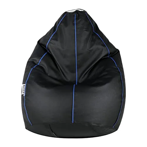 Komfy Couch XXXL Classy Piping Bean Bag Filled (Bean Bag Beans/Bean Bag Fillers) Black & Blue