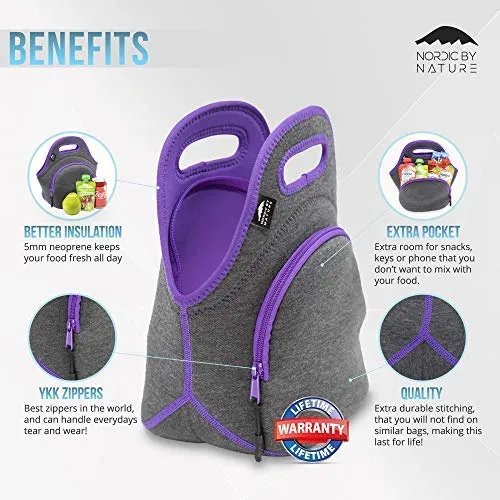 Large Neoprene Lunch Bag - Purple