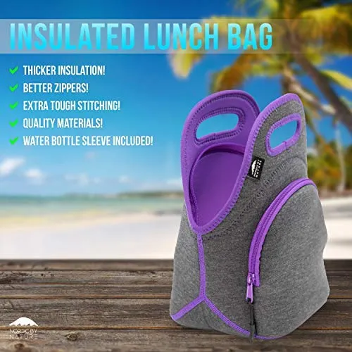 Large Neoprene Lunch Bag - Purple