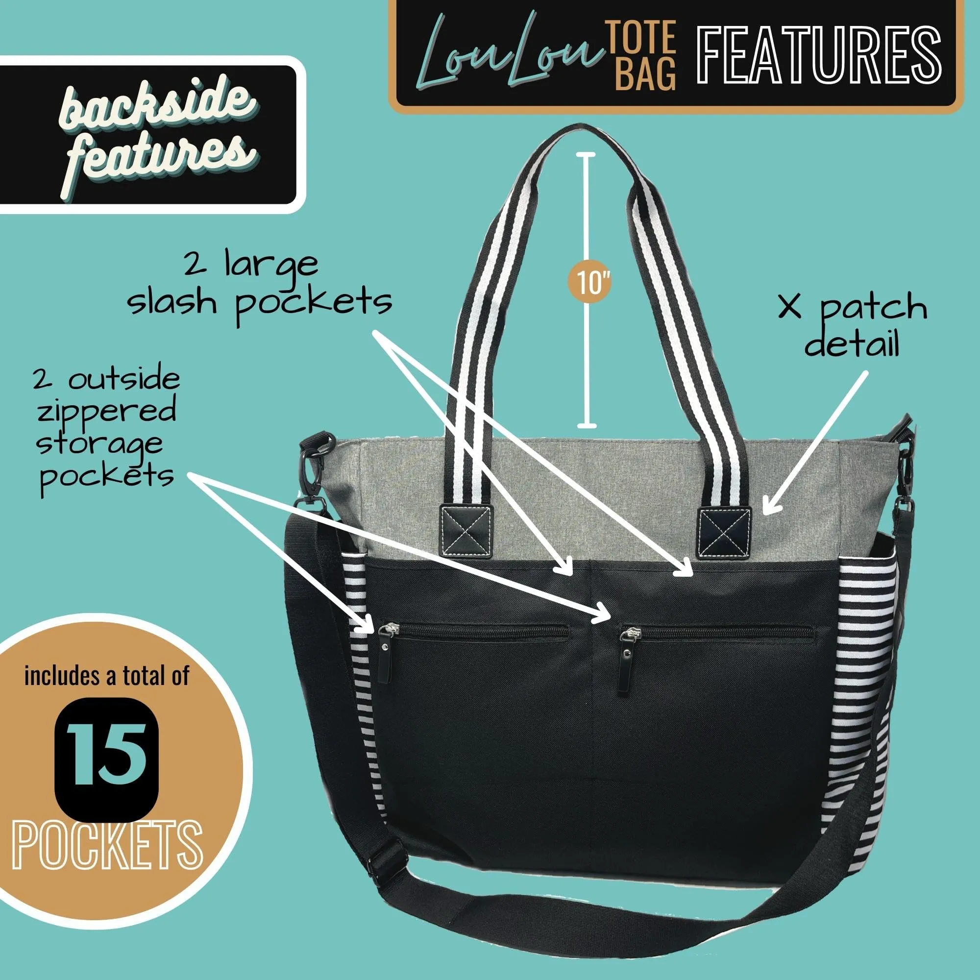 Large Zippered Inspirational Tote Bags for Women - Christian Gift Ideas (Trust in the Lord Lou Lou Gray)