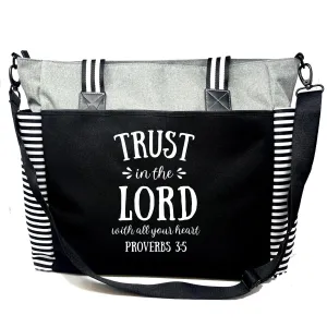 Large Zippered Inspirational Tote Bags for Women - Christian Gift Ideas (Trust in the Lord Lou Lou Gray)