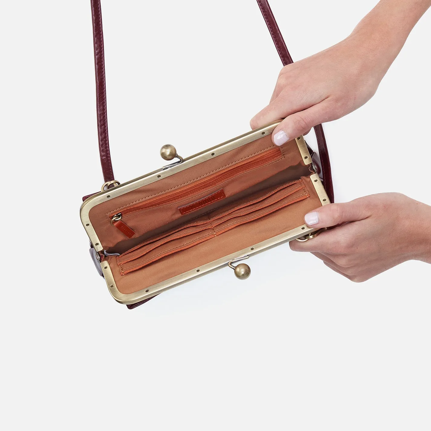 Lauren Frame Crossbody In Polished Leather - Winterberry