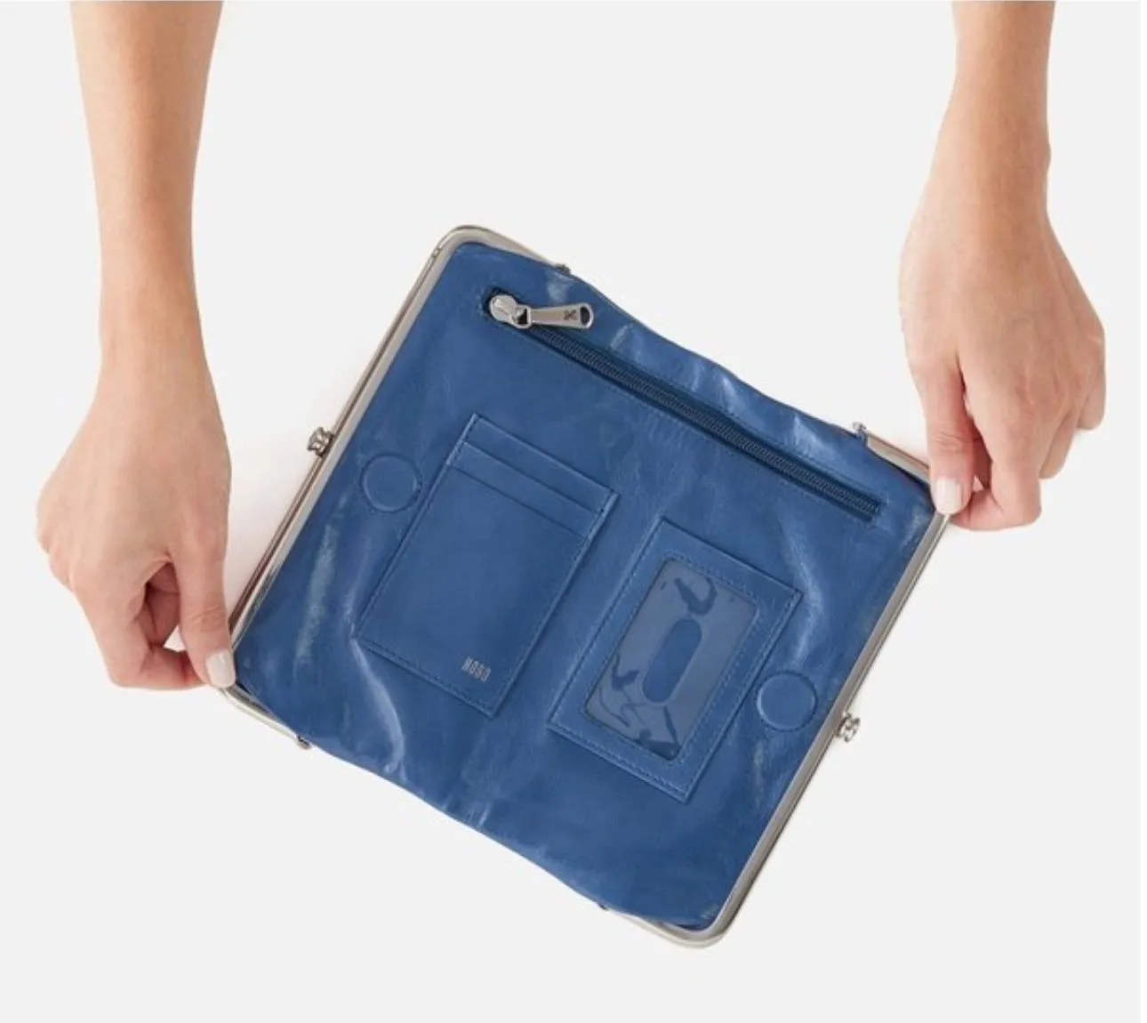 lauren polished leather clutch wallet