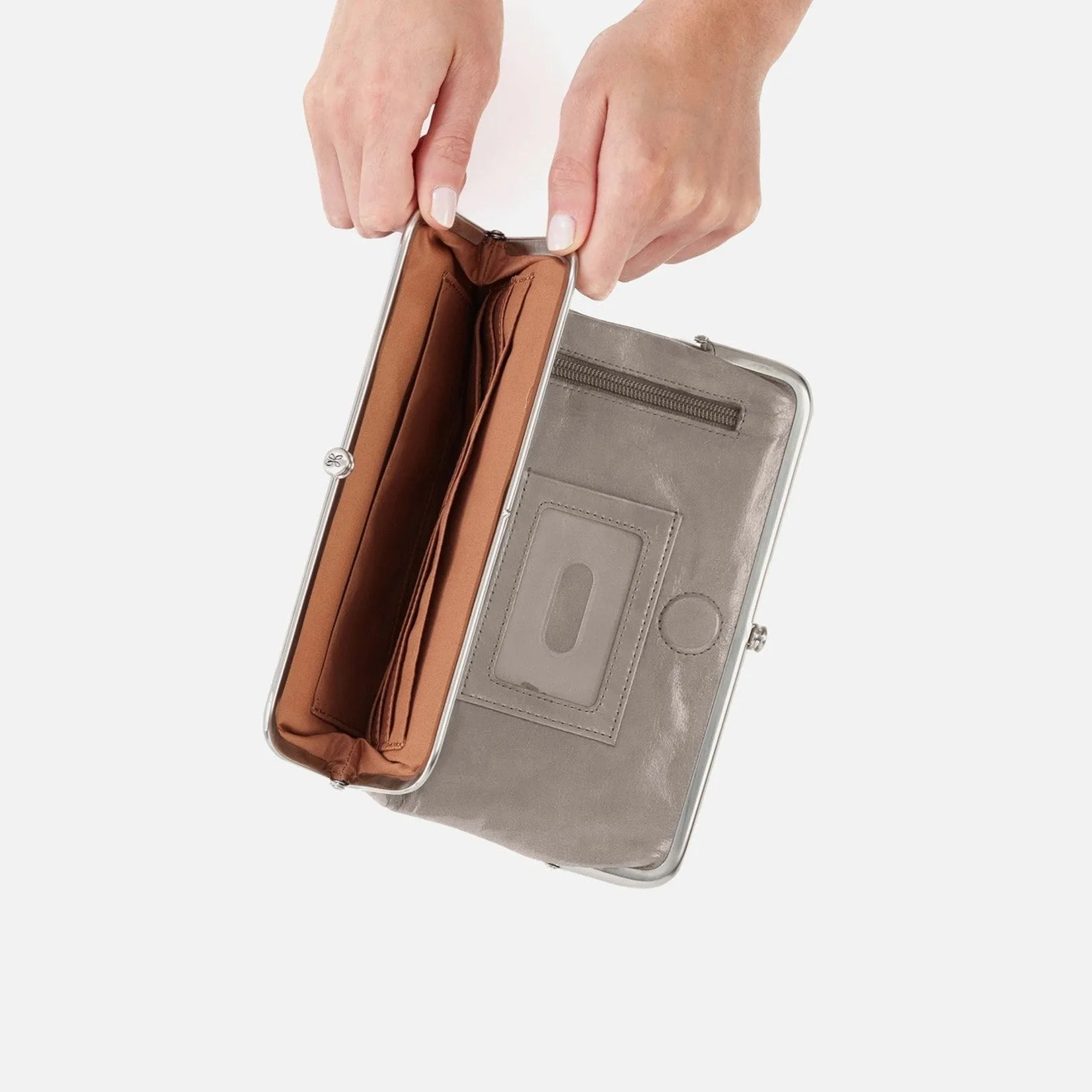 lauren polished leather clutch wallet