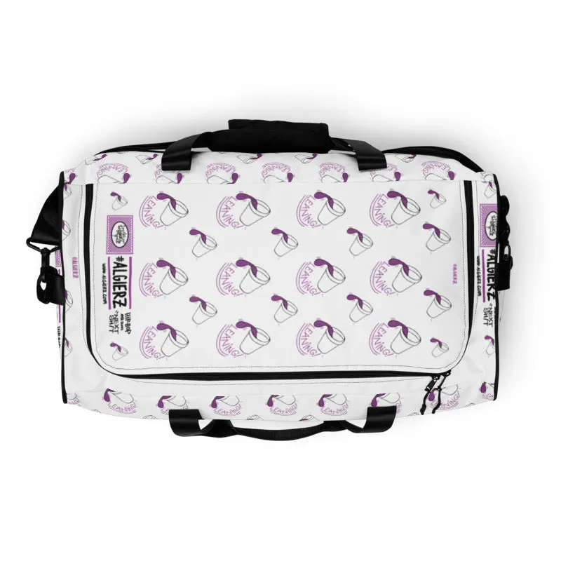 Leaning (Foam Cup) Repeating Design - White Duffle Bag