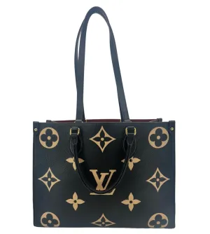LOUIS VUITTON Onthego MM Monogram Empreinte Leather Tote Bag Bicolor