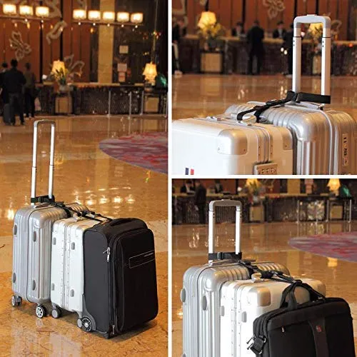 Luggage Straps,Two Add a Bag Suitcase Strap Belt,Adjustable Travel Attachment Accessories for Connect Your Three Luggage Together - 2 pack(Black)