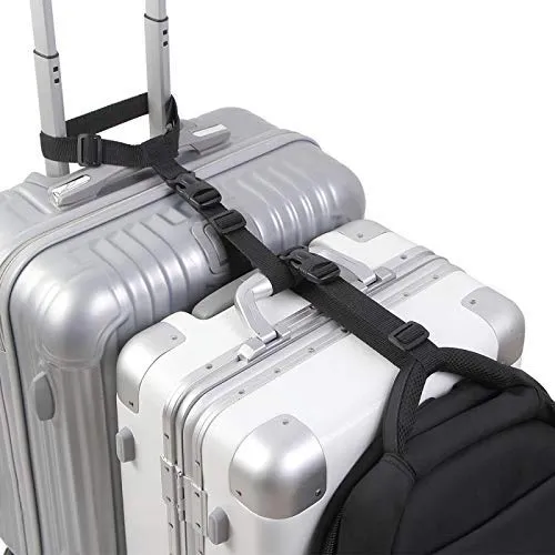 Luggage Straps,Two Add a Bag Suitcase Strap Belt,Adjustable Travel Attachment Accessories for Connect Your Three Luggage Together - 2 pack(Black)