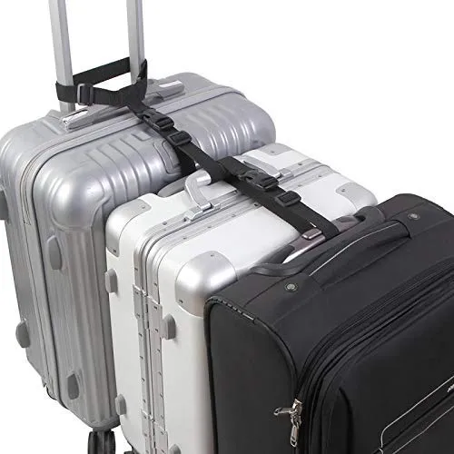 Luggage Straps,Two Add a Bag Suitcase Strap Belt,Adjustable Travel Attachment Accessories for Connect Your Three Luggage Together - 2 pack(Black)