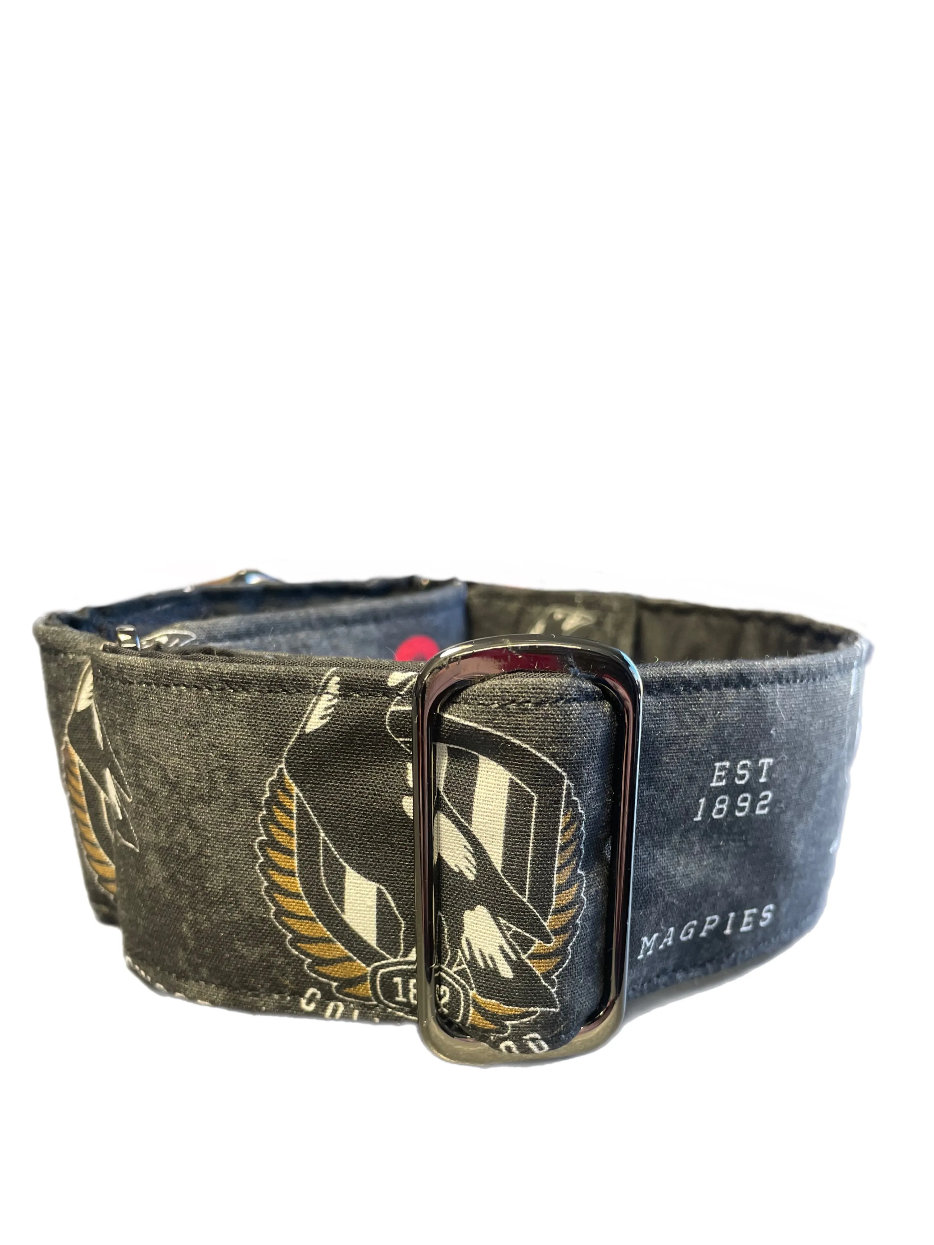 Magpies Martingale collar greyhound collar AFL Collingwood Magpies footy cotton fabric