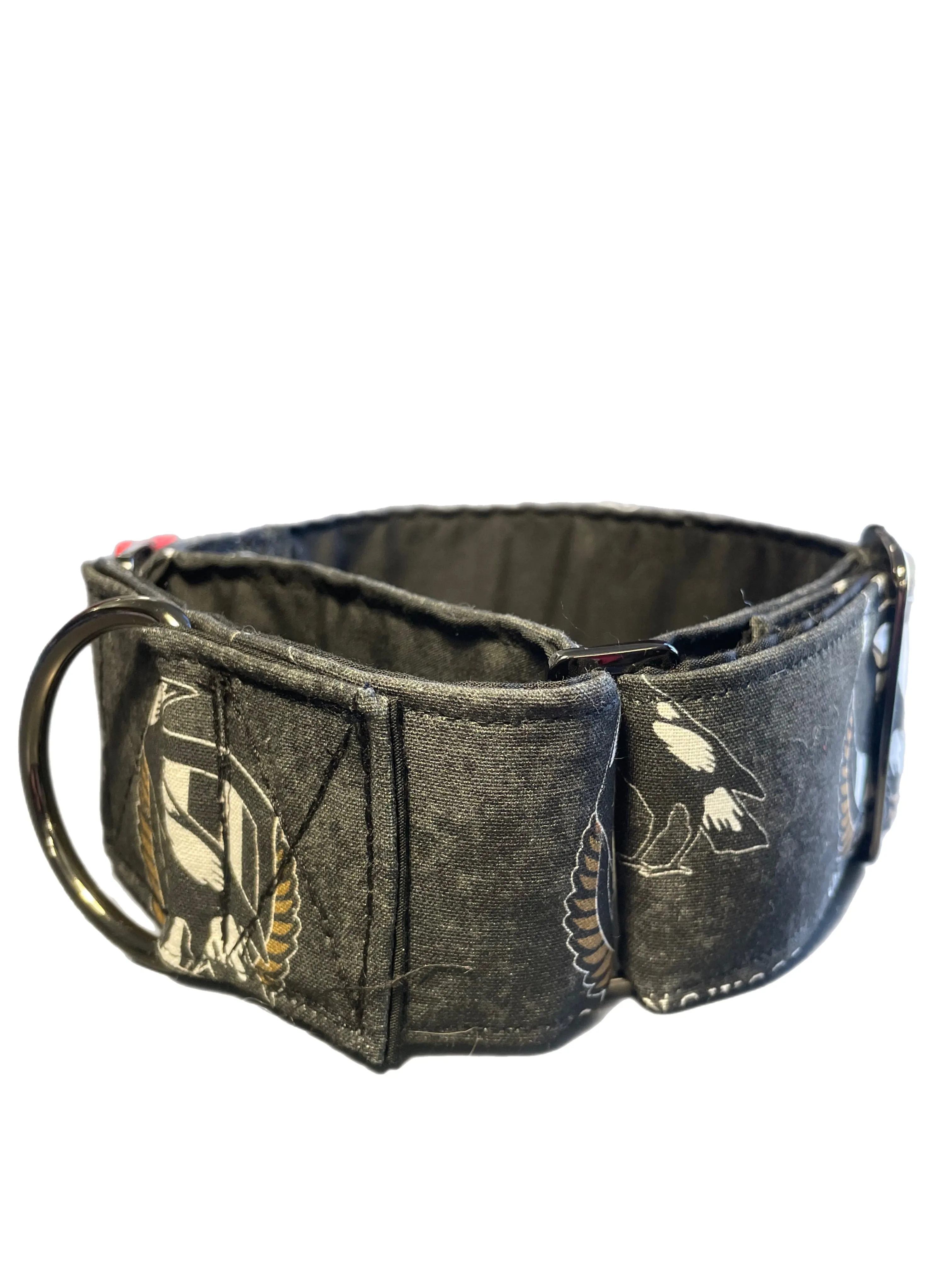 Magpies Martingale collar greyhound collar AFL Collingwood Magpies footy cotton fabric