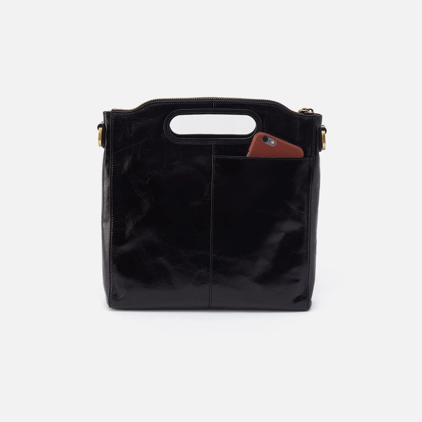Maude Medium Crossbody In Polished Leather - Black