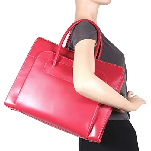 McKleinUSA W Series, Lake Forest, Top Grain Cowhide Leather, 15" Leather Ladies' Laptop Briefcase w/Removable Sleeve, Fuchsia (94333)