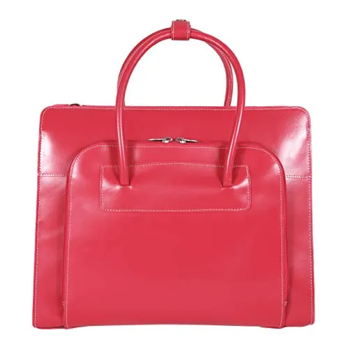 McKleinUSA W Series, Lake Forest, Top Grain Cowhide Leather, 15" Leather Ladies' Laptop Briefcase w/Removable Sleeve, Fuchsia (94333)