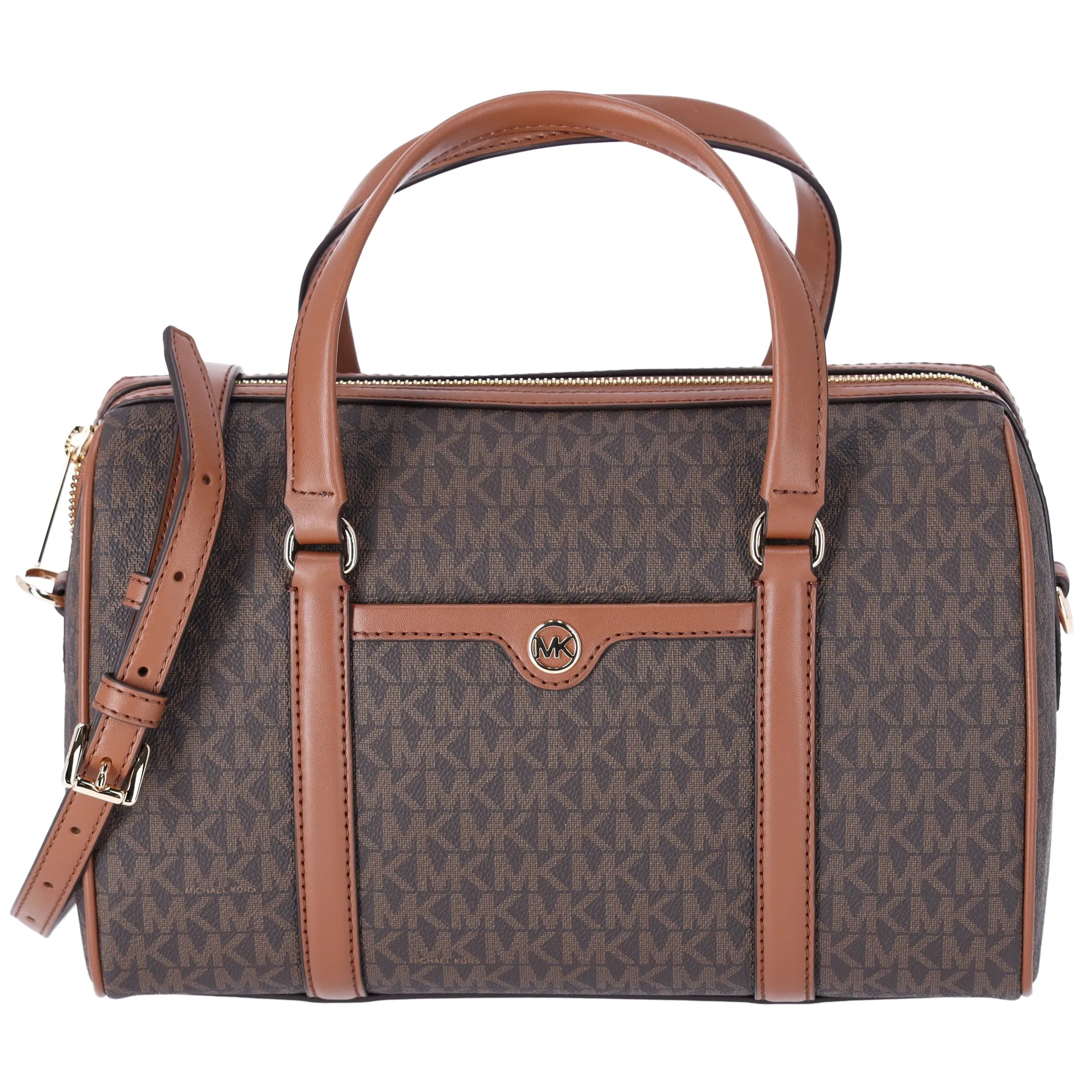 Michael Kors Jet Set Travel Medium Duffle Bag Satchel Brown MK Signature