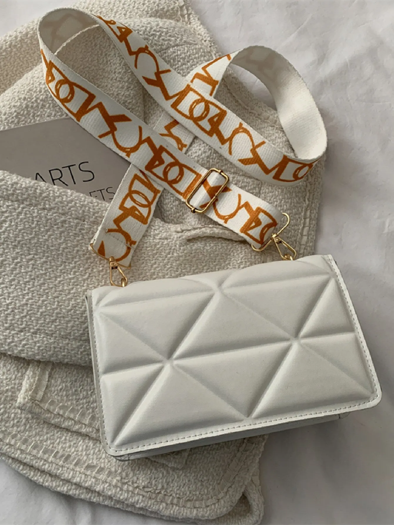 Mini Chain Decor Quilted Flap Square Bag - White