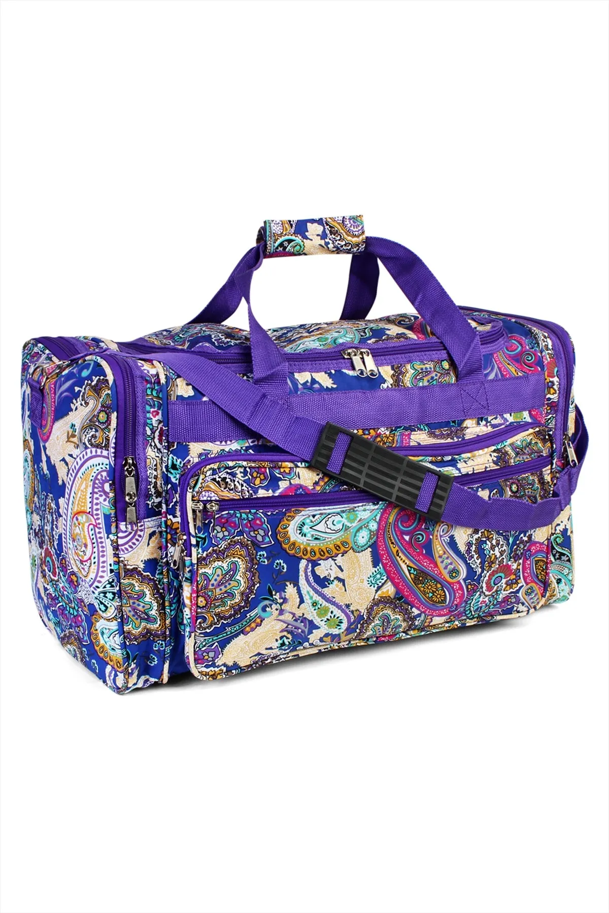 MULTI PAISLEY BLUE WITH PURPLE TRIM 22 DUFFLE BAG
