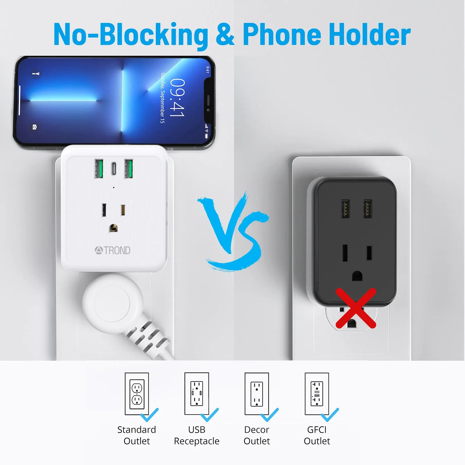 Multi Plug Outlet Extender 4 Outlet Splitter with 3 USB Wall Charger