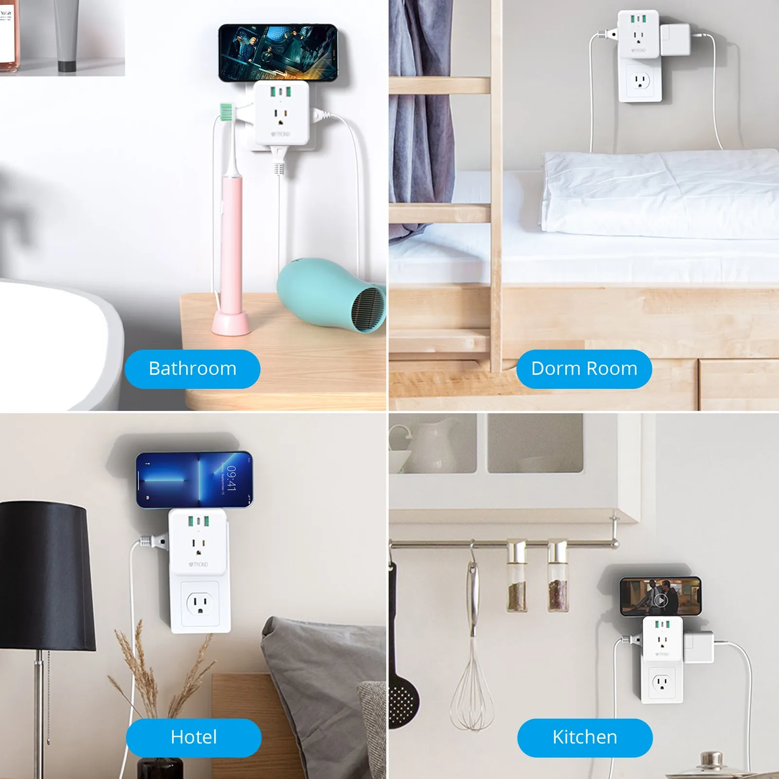 Multi Plug Outlet Extender 4 Outlet Splitter with 3 USB Wall Charger