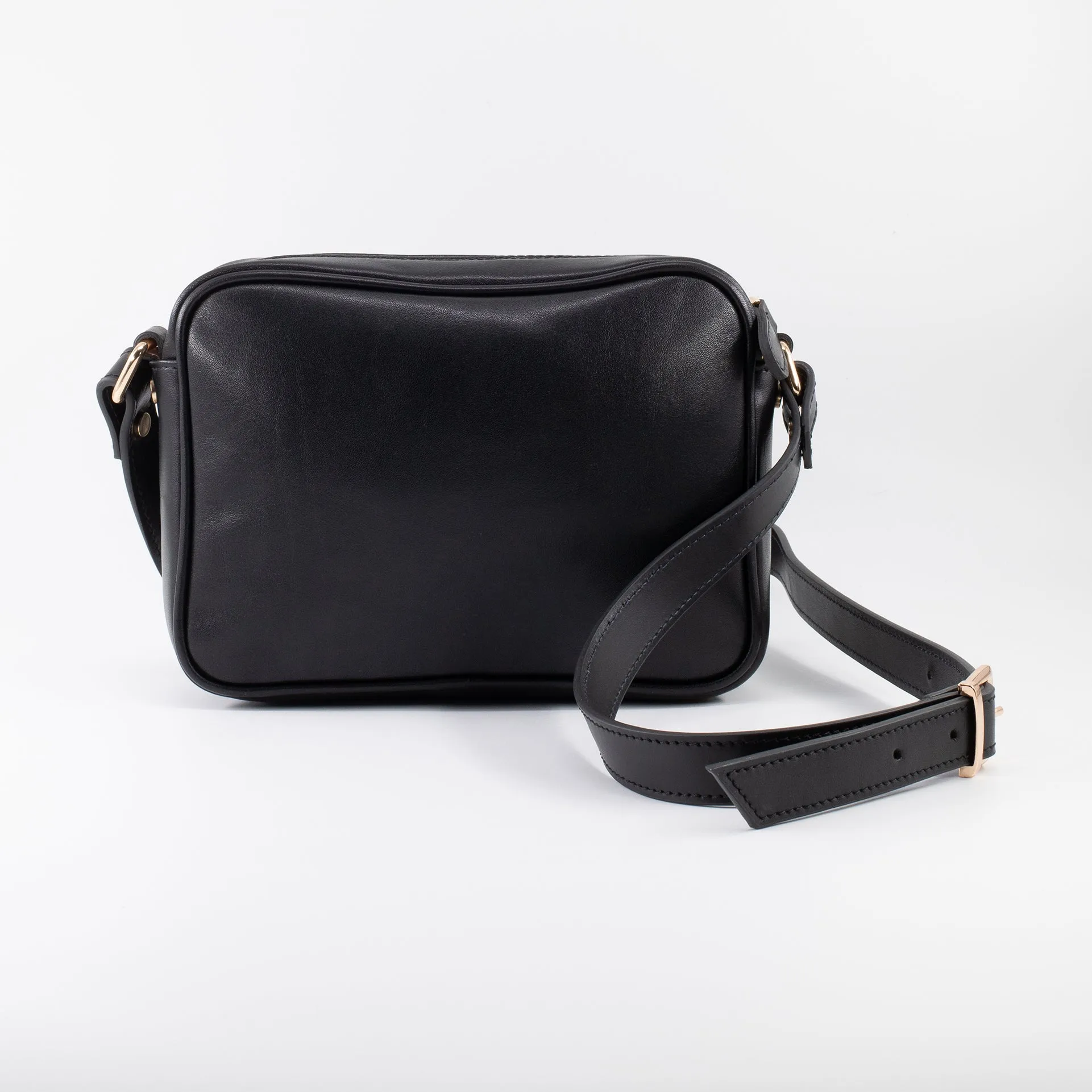 Napa Leather Satchel Crossbody Bag - Black