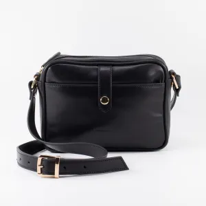 Napa Leather Satchel Crossbody Bag - Black