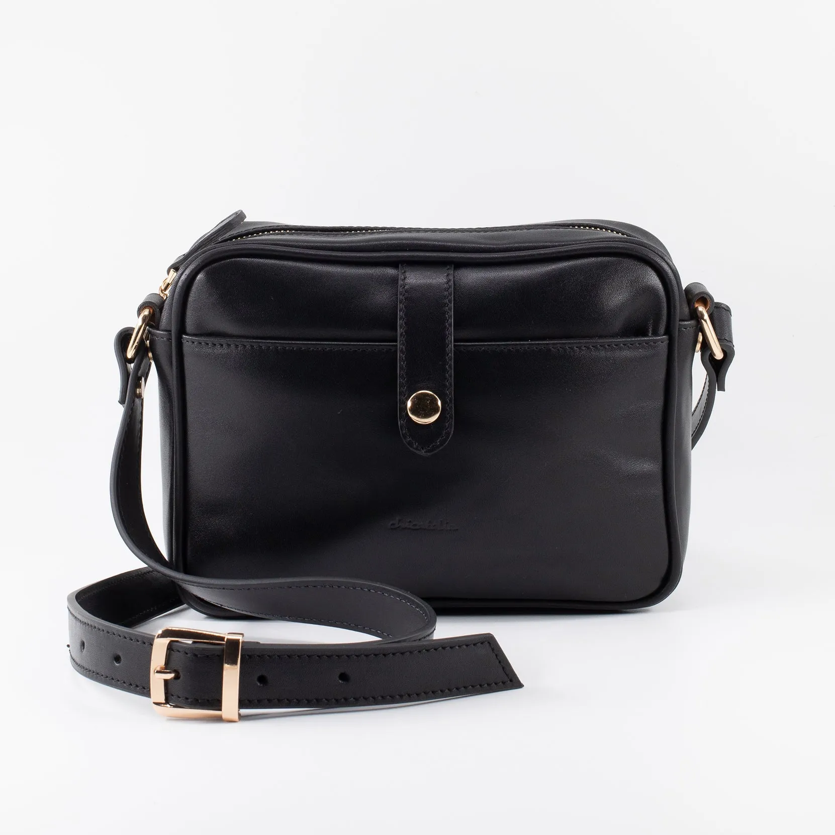 Napa Leather Satchel Crossbody Bag - Black