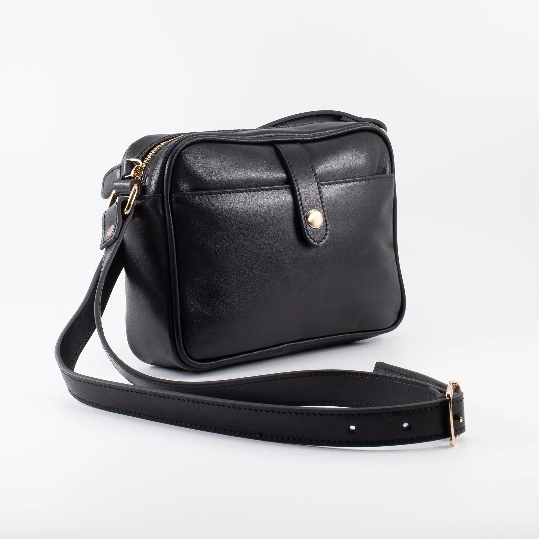 Napa Leather Satchel Crossbody Bag - Black