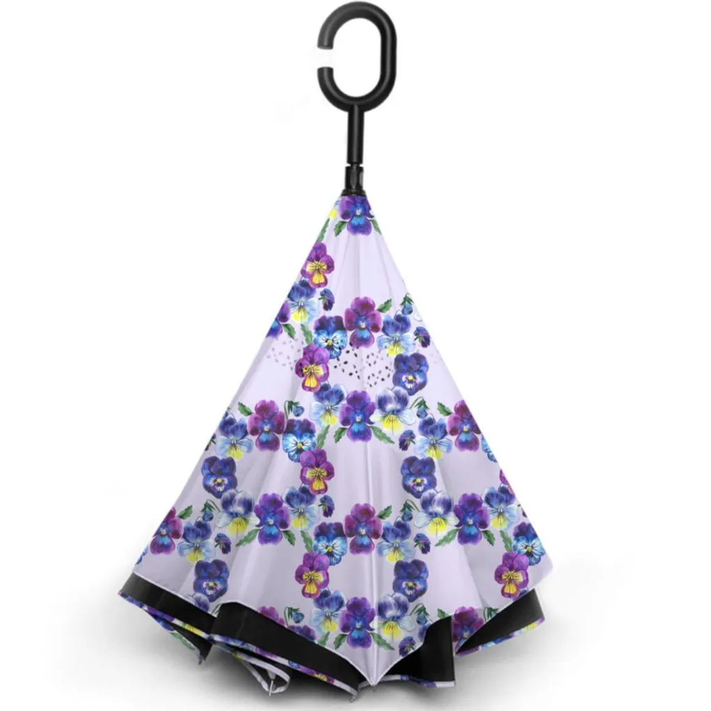Pansy Wreath - Sturdy Reverse Close Umbrella