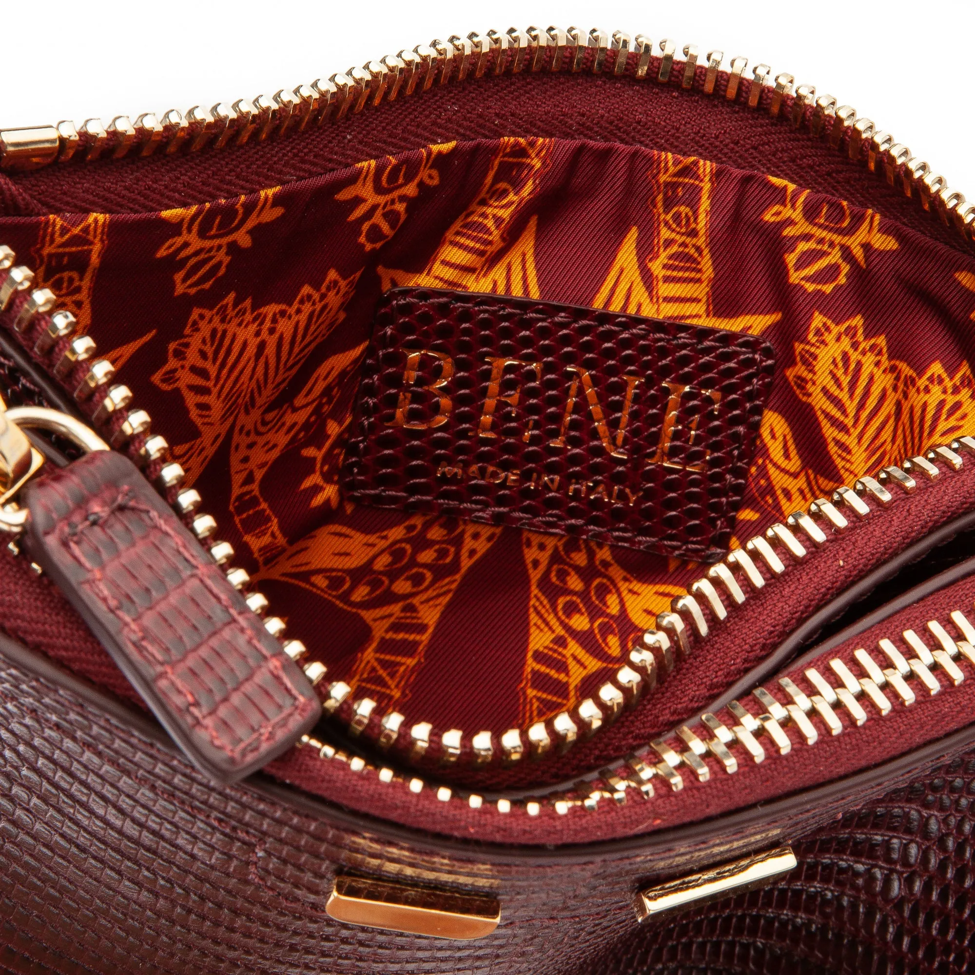 Peyton Double Zip in Bordeaux Lizard