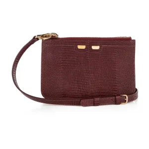 Peyton Double Zip in Bordeaux Lizard