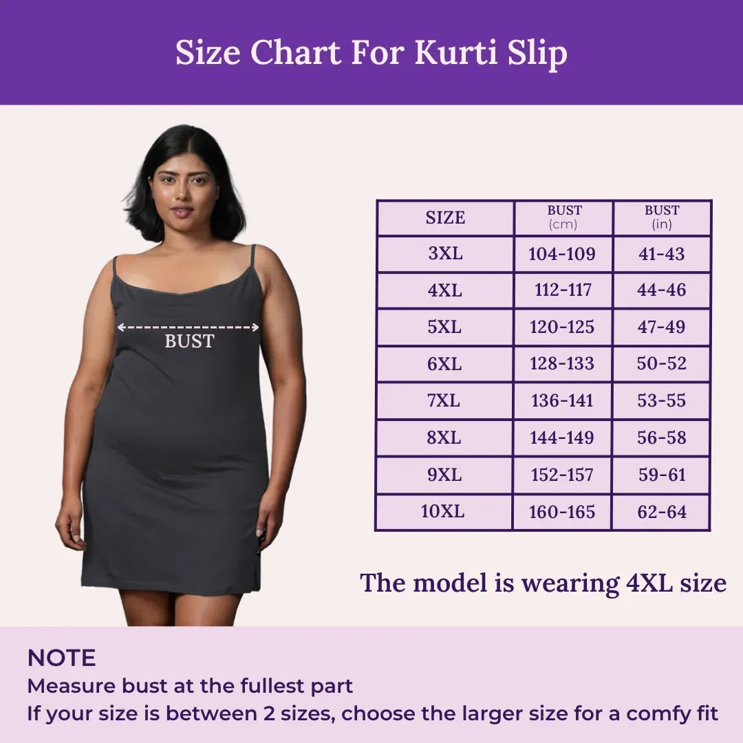 Plus Size Inner Slip For Kurti/Kurta | Adjustable Straps | Side Slits For Easy Movement | Pack Of 2