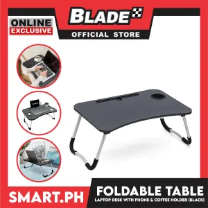 Portable Folding Table for Study, Laptop Desk, Mini Laptop Support Tray for Sofa Bed (Black) 60 x 40 x 28cm