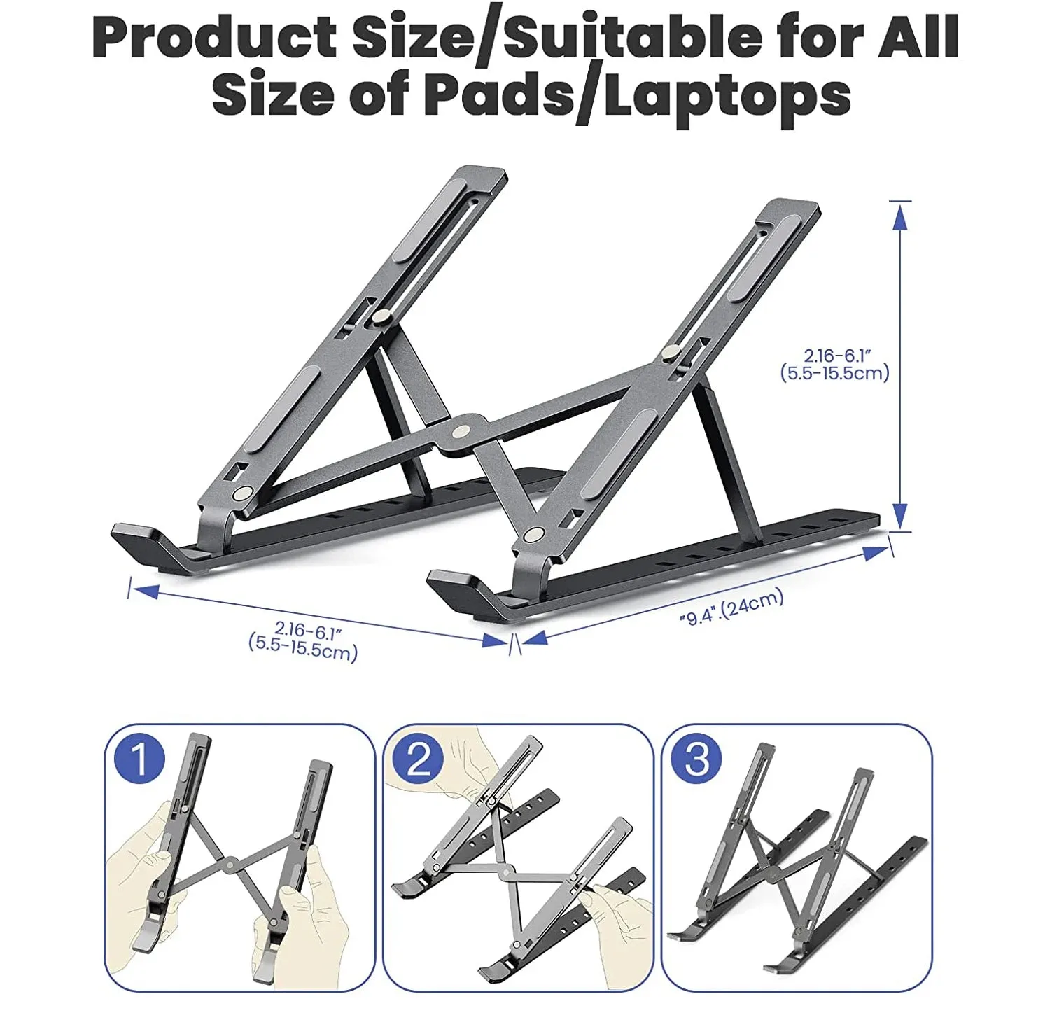 Portable Laptop Stand Aluminum Notebook Holder Foldable for 9 To 15.6 Inch Laptops Bracket for Macbook Air Pro Dell Lenovo