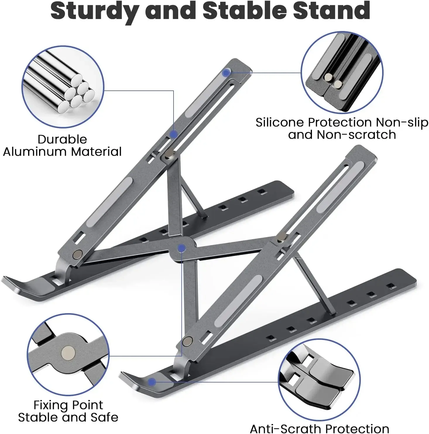 Portable Laptop Stand Aluminum Notebook Holder Foldable for 9 To 15.6 Inch Laptops Bracket for Macbook Air Pro Dell Lenovo